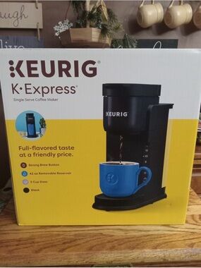 Keurig K-Express Single Serve Coffee Maker - Black with Blue Mug Accent